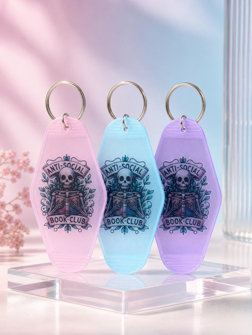 Retro Motel Keychain | Anti-Social Book Club | Book Lovers | Bookish |