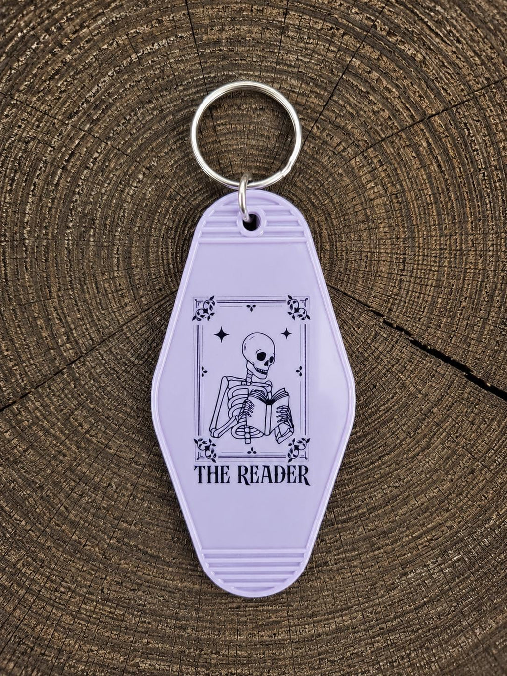The Reader Tarot Motel Keychain | Skeleton Book Lover Gift, Dark Academia Accessory