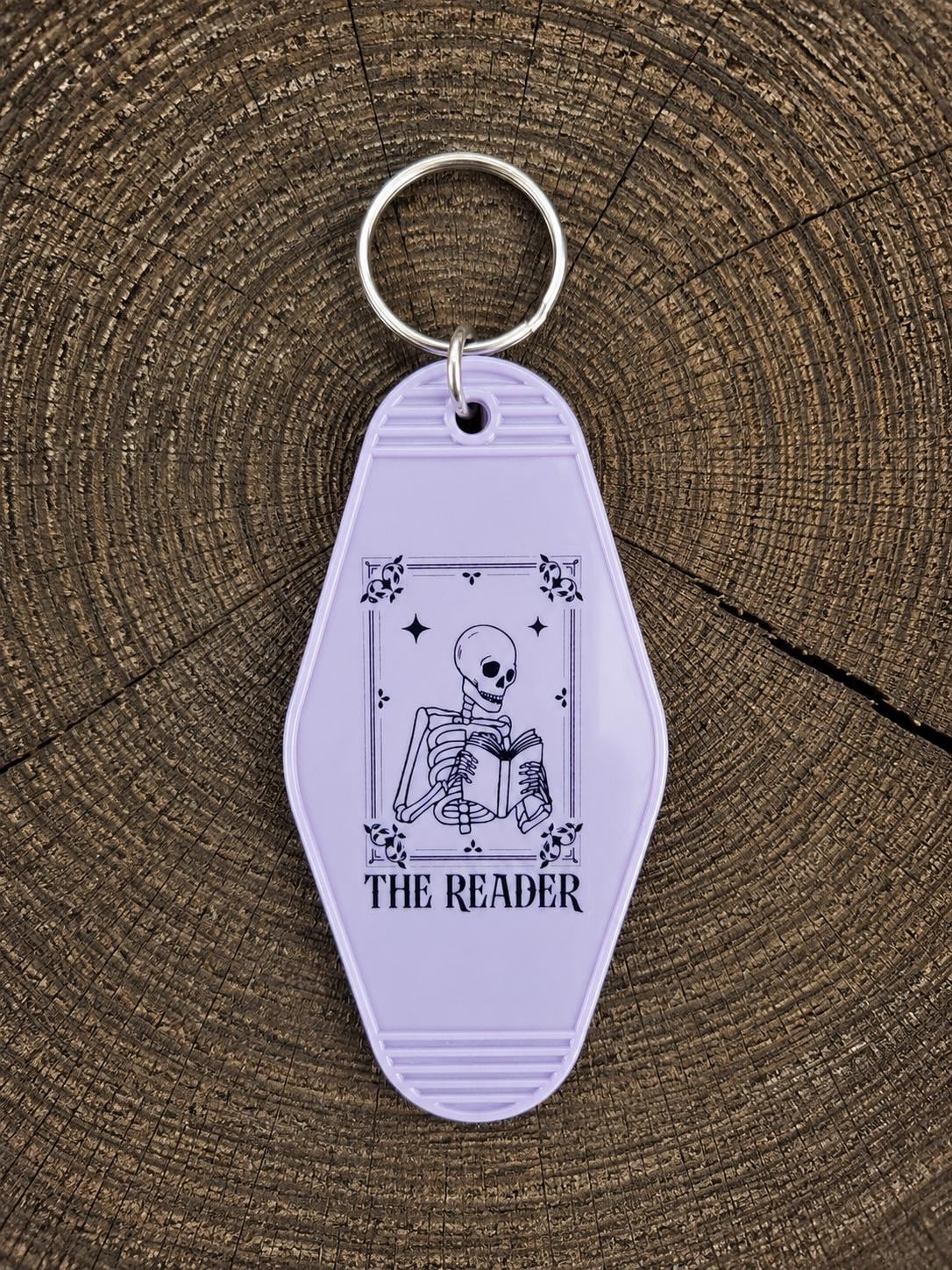 The Reader Tarot Motel Keychain | Skeleton Book Lover Gift, Dark Academia Accessory