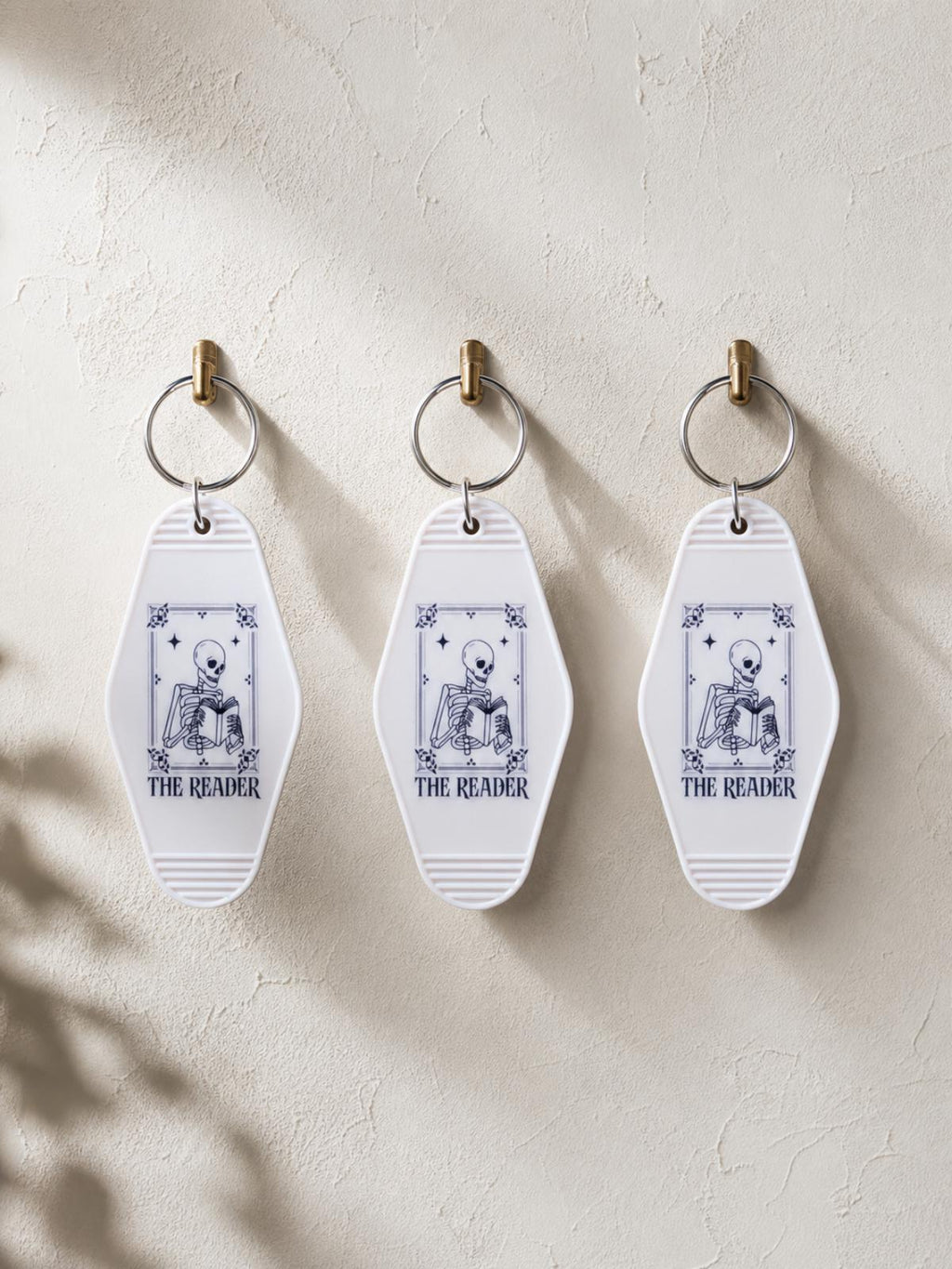 The Reader Tarot Motel Keychain | Skeleton Book Lover Gift, Dark Academia Accessory