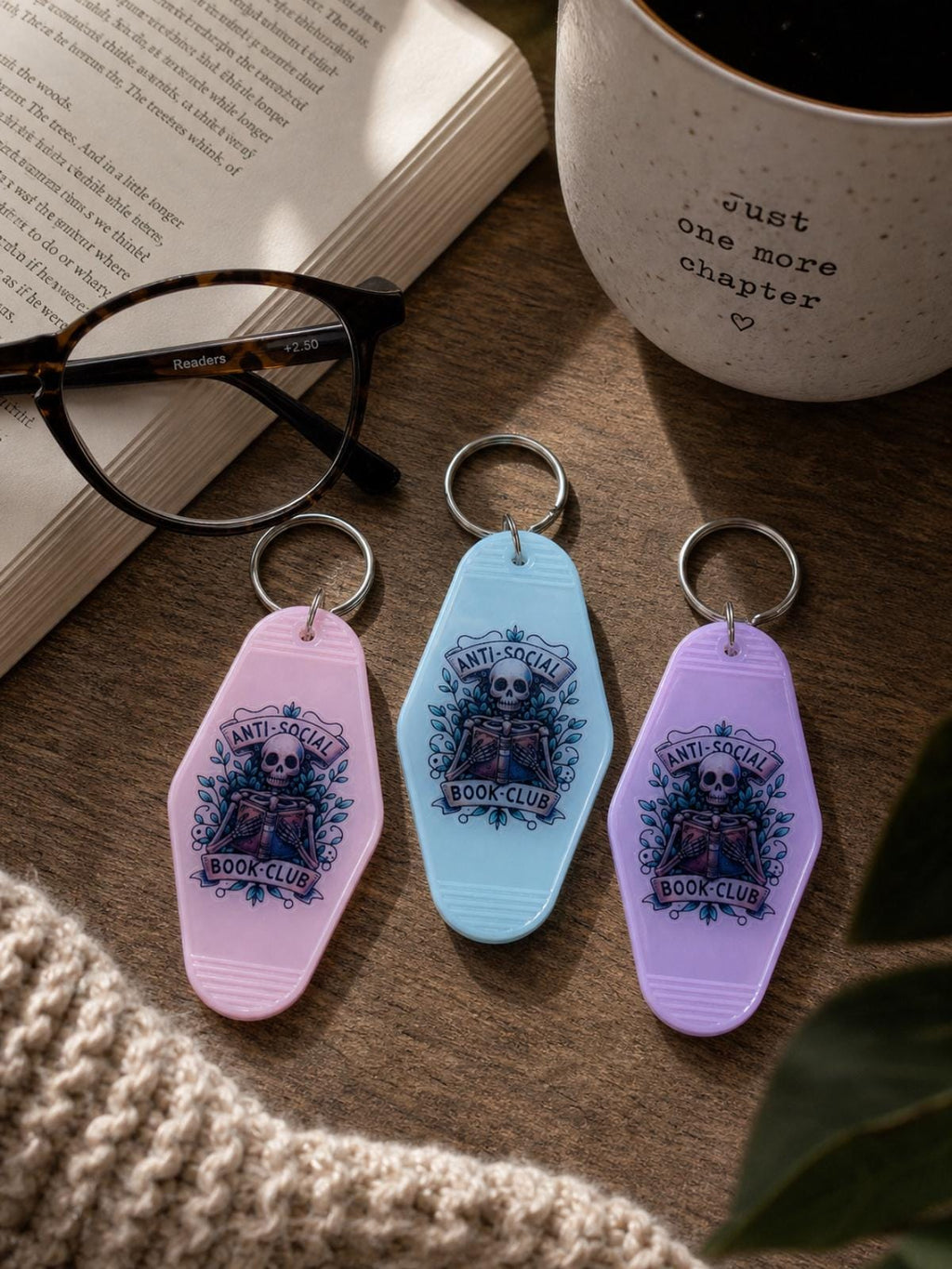 Retro Motel Keychain | Anti-Social Book Club | Book Lovers | Bookish |
