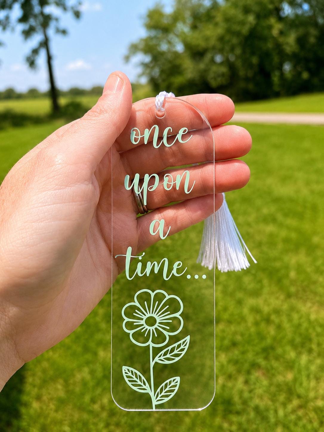 Once Upon a Time... Floral Acrylic Bookmark | Transparent Book Lover Bookmark | Gift for Readers