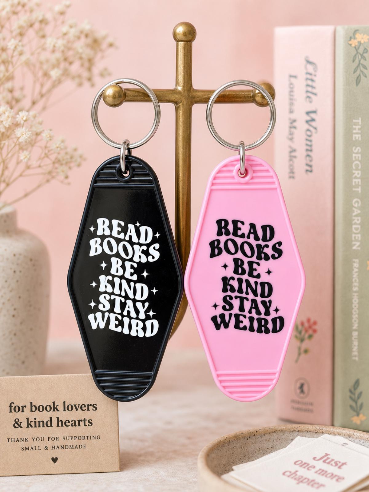 Retro Motel Keychain | Read Books Be Kind Stay Weird Accessory