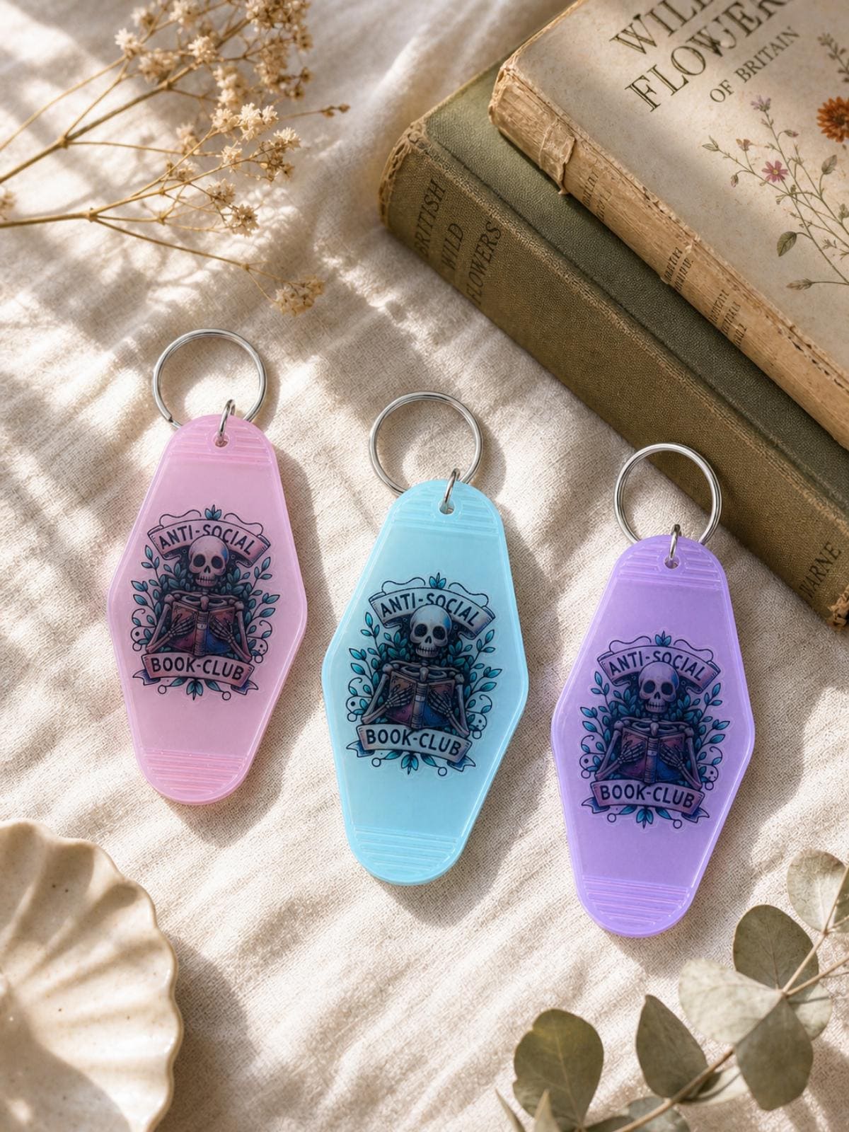 Retro Motel Keychain | Anti-Social Book Club | Book Lovers | Bookish |