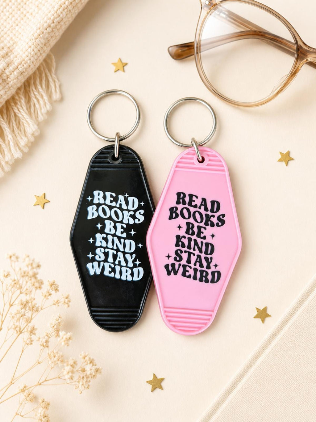 Retro Motel Keychain | Read Books Be Kind Stay Weird Accessory