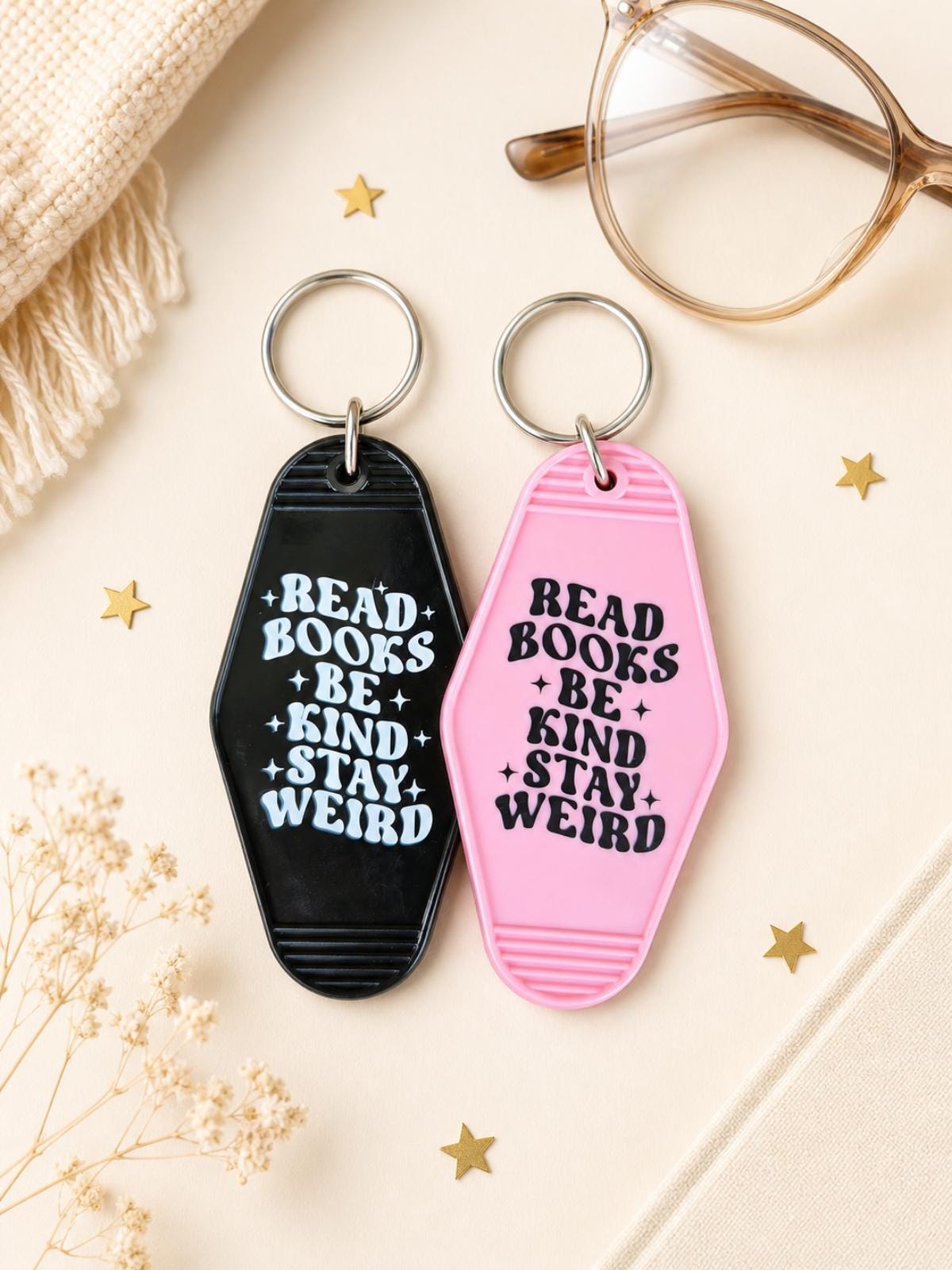 Retro Motel Keychain | Read Books Be Kind Stay Weird Accessory