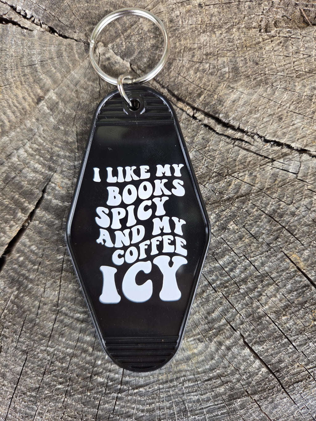 Spicy Books Icy Coffee Motel Keychain | Acrylic Book Lover Accessory