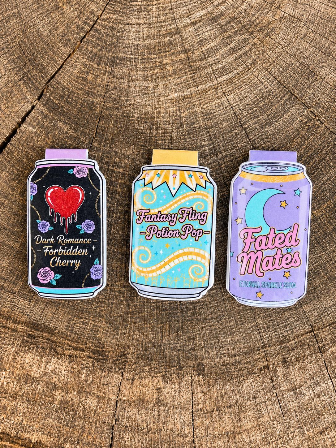 Themed Soda Can Magnetic Bookmarks | Dark Romance, Romantasy, Fantasy Readers (Handmade)