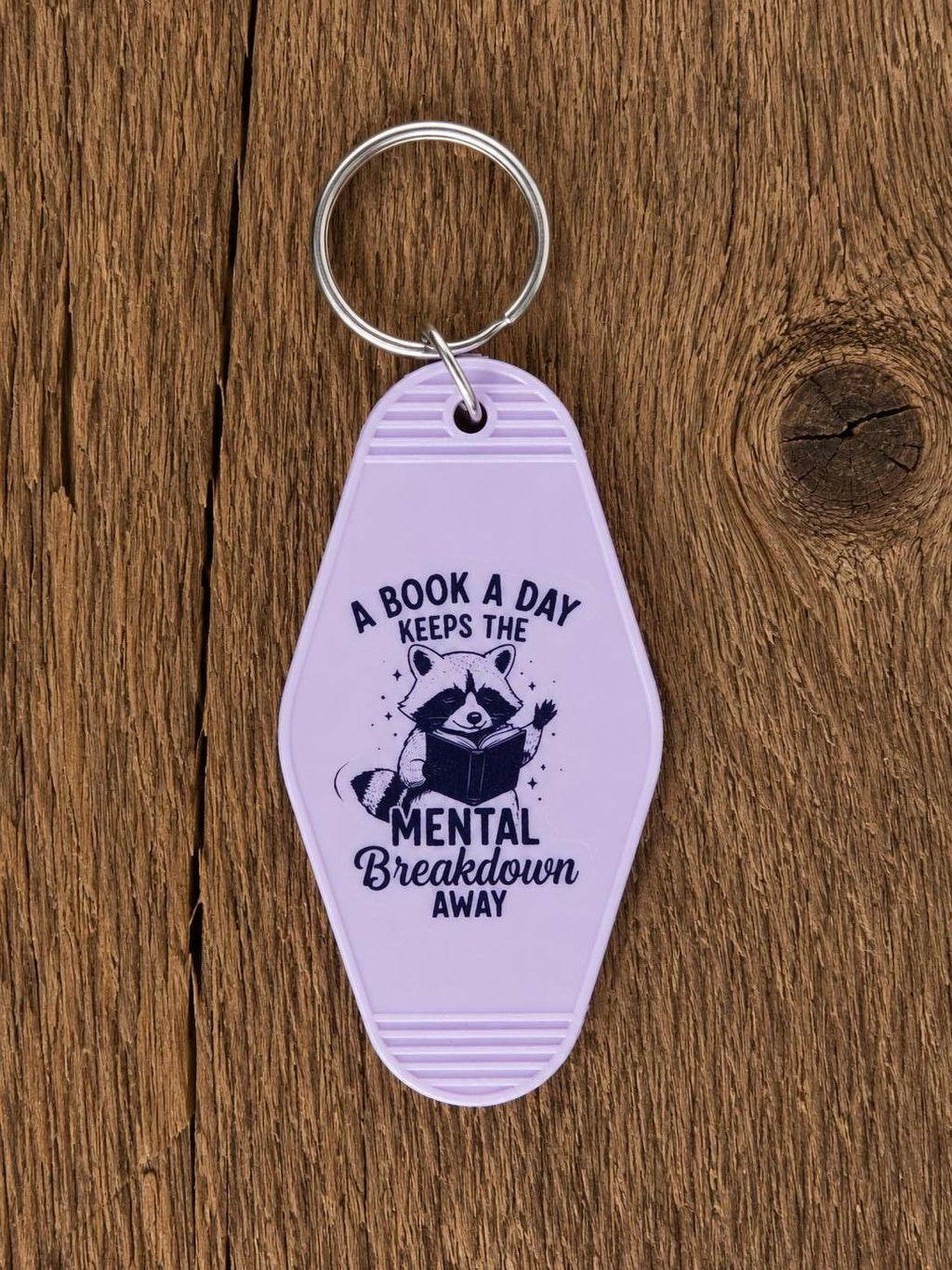 Motel Keychain | Funny Reading Raccoon Book Lover Accessory