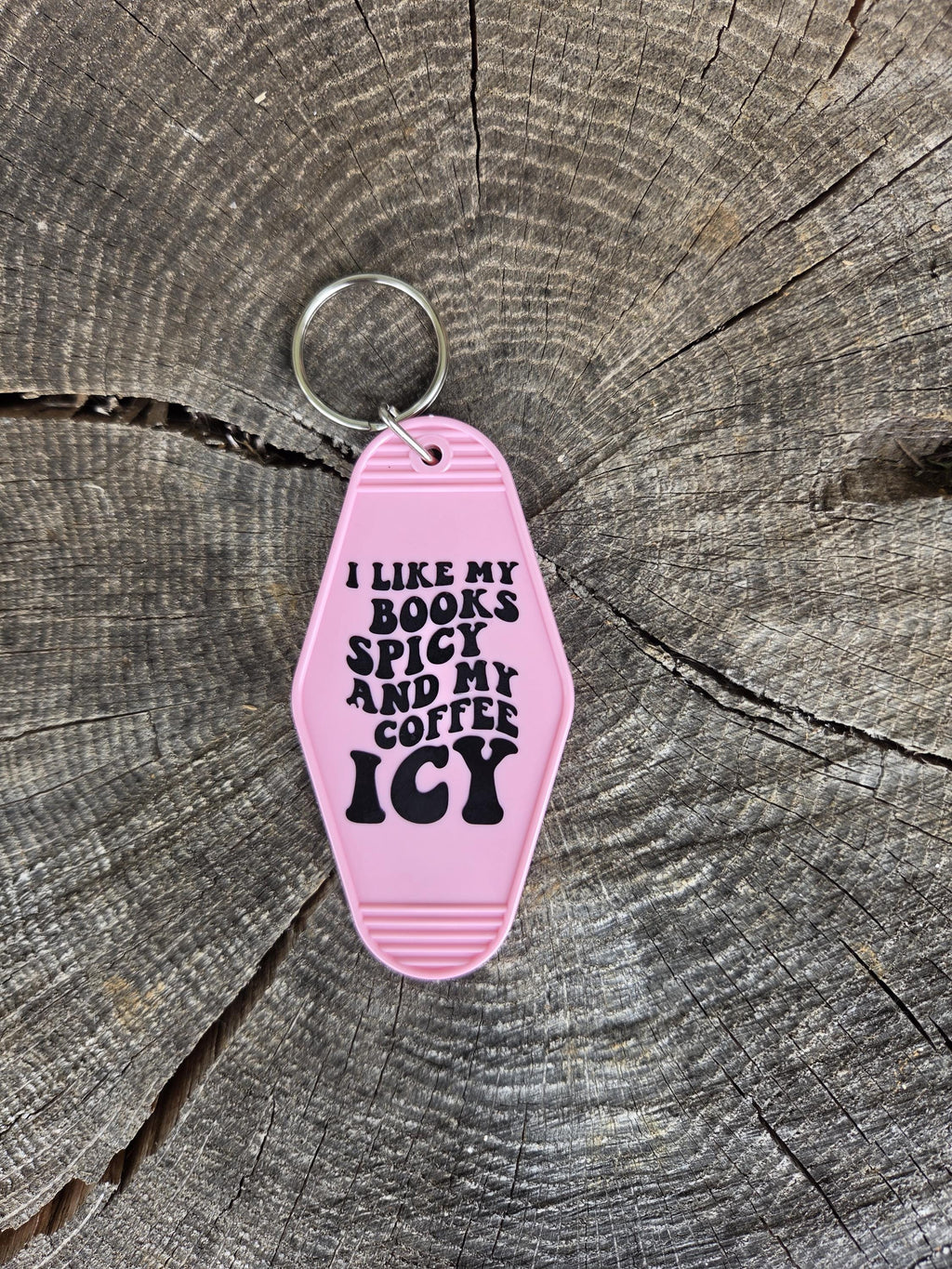 Spicy Books Icy Coffee Motel Keychain | Acrylic Book Lover Accessory